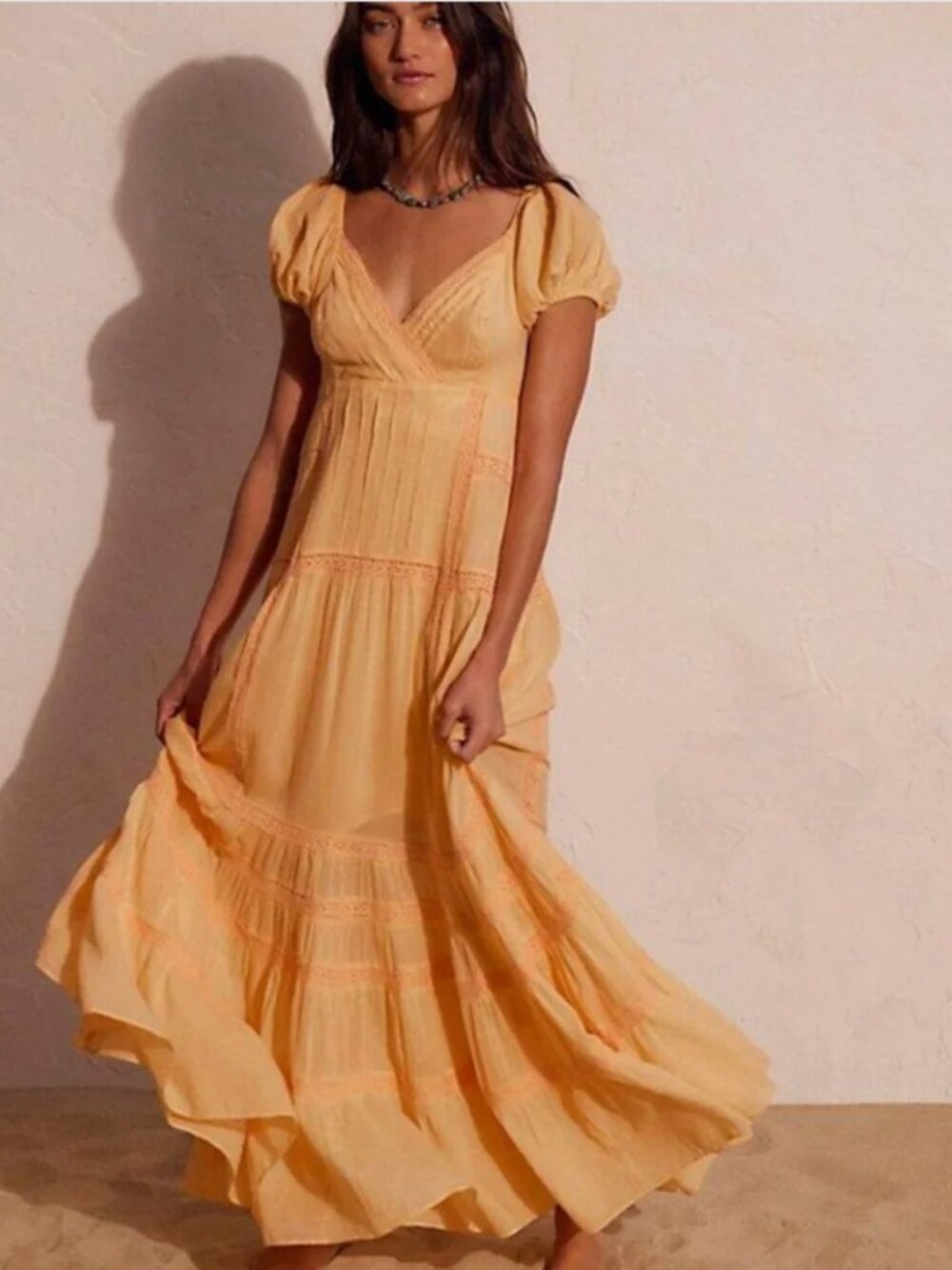 Free People free-est Aura Maxi Dress – Peach Wash – Size Small – NWOT